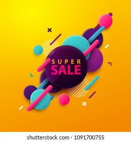 Sale banner. Abstract vector geometric background.