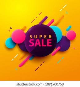 Sale banner. Abstract vector geometric background.