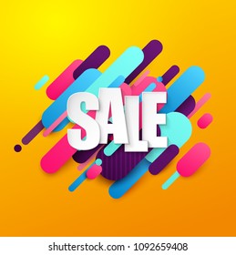 Sale banner. Abstract vector geometric background.