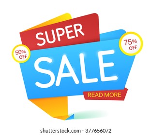 Sale banner background. Paper origami vector. Discount -25%,-50% off.