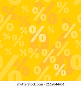 Sale banner background. Percent sign vector texture. Yellow color.