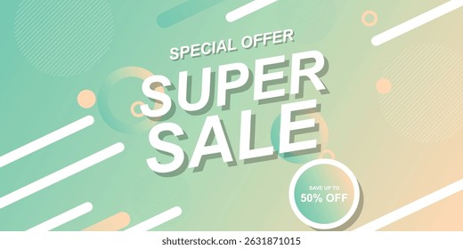 Sale banner background with shape. Abstract colorful flat background. Vector illustration.