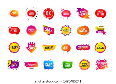 Sale banner badge. Special offer discount tags. Coupon shape templates design. Cyber monday sale discounts. Black friday shopping icons. Best ultimate offer badge. Super discount icons. Vector banners