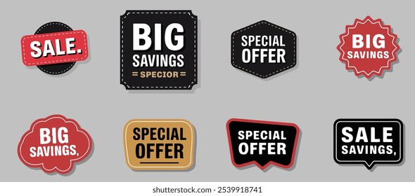 Sale banner badge. Special offer discount tags.Vector set of emblem or stamp for retail sales.black Friday sale tags, Ribbons and sale banners set.Flash offer sale banners pack.