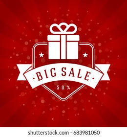 Sale banner or badge vector design for promotional shopping flyer.