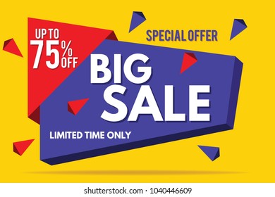 Sale Banner. Big Sale Banner Template Design. Sale and Discount. Vector Illustration.