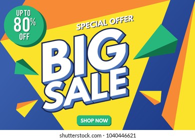 Sale Banner. Big Sale Banner Template Design. Sale and Discount. Vector Illustration.