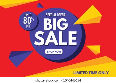 Sale Banner. Big Sale Banner Template Design. Sale and Discount. Vector Illustration.
