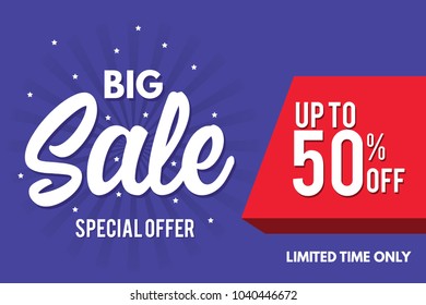 Sale Banner. Big Sale Banner Template Design. Sale and Discount. Vector Illustration.