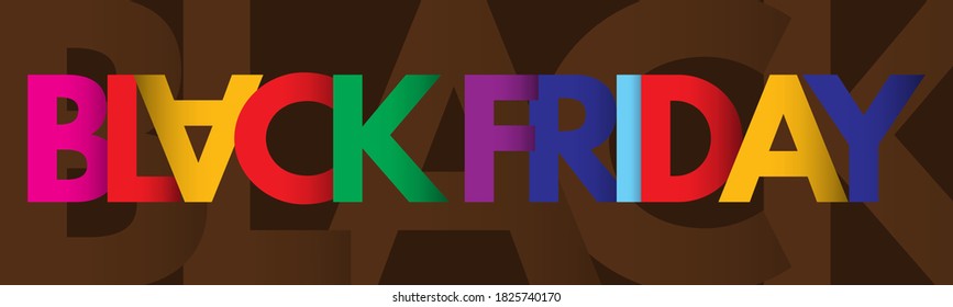Sale banner for Black Friday. Colorful text illustration.