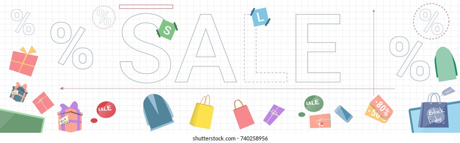 Sale Banner Black Friday Discounts With Gift Boxes On Background Holiday Shopping Poster Concept Vector Illustration