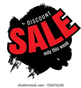 sale banner Black, poster, badge, sticker, web advertising vector illustration. on white background. discount