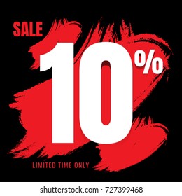 sale banner Black, poster, badge, sticker, web advertising vector illustration. on white background. discount 10%