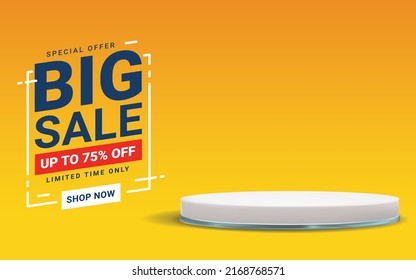 sale banner with blank space podium for product display presentation. Vector illustration.