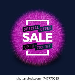 Sale banner with bright round abstract background
