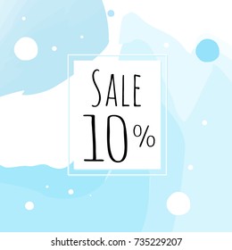 Sale banner brush blue art paint abstract texture background. vector illustration. Perfect watercolor design for a shop and sale discount