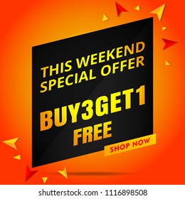 sale banner buy 3 get 1 free