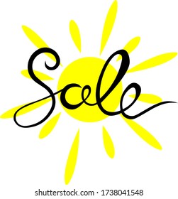  sale banner. Card with calligraphy. Hand drawn lettering design. Typography for banner, poster, advertisement, print. Vector background.