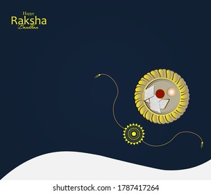 Sale banner card or Header design,  Happy Raksha Bandhan text,plate of sweet and rakhi illustration