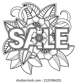Sale banner or card template with mehndi flower