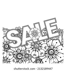 Sale banner or card template with mehndi flower