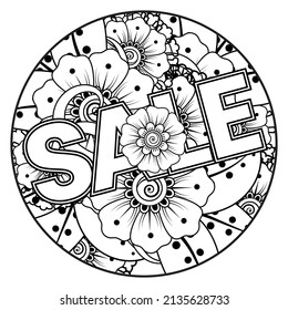 Sale banner or card template with mehndi flower