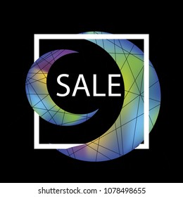Sale banner in cold gradient colors. Vector illustration