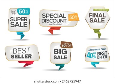 Sale banner collection concept discount promotion layout on white background  