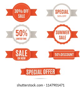 sale banner collection, promotion label orange