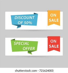 Sale banner collection, special offe, discount tag, vector illustration.