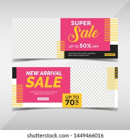 Sale banner collection. Banner template for fashion sale, business promotion with geometric shapes and space for your image. Vol.81