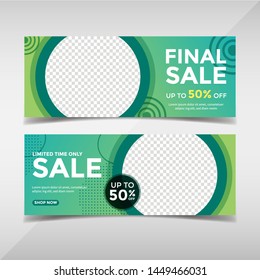 Sale banner collection. Banner template for fashion sale, business promotion with geometric shapes and space for your image. Vol.75