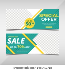 Sale banner collection. Banner template for fashion sale, business promotion with geometric shapes and space for your image. Vol.97