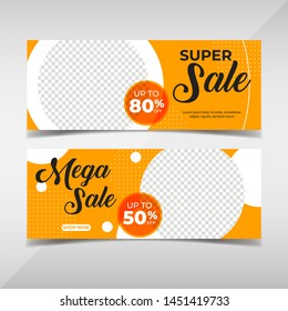 Sale banner collection. Banner template for fashion sale, business promotion with geometric shapes and space for your image. Vol.99