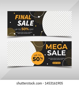 Sale banner collection. Banner template for fashion sale, business promotion with geometric shapes and space for your image. Vol.111