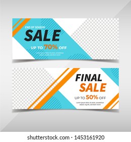 Sale banner collection. Banner template for fashion sale, business promotion with geometric shapes and space for your image. Vol.104