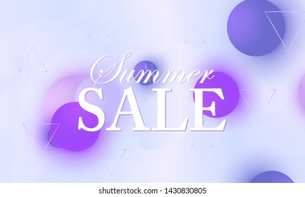 Sale banner. Color background. Violet soft spheres. Fluid pattern. 3d geometric shapes. Vector.