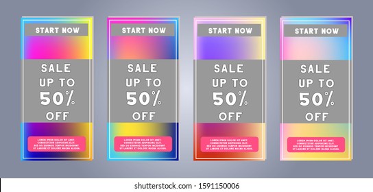 Sale Banner. Color gradient template for flyer poster, web stories, social media post