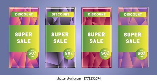 Sale Banner. Color gradient template for flyer poster, web stories, social media post