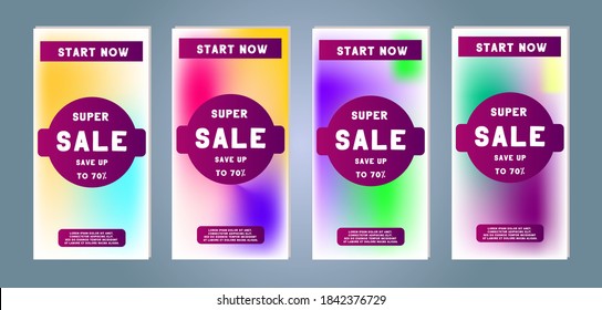 Sale Banner. Color gradient template for flyer poster, web stories, social media post