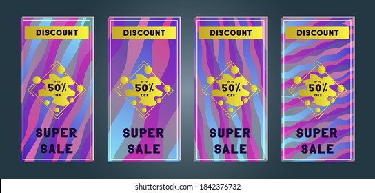 Sale Banner. Color gradient template for flyer poster, web stories, social media post