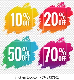 Sale Banner With Color Text With Blobs Transparent Background, Vector Illustration