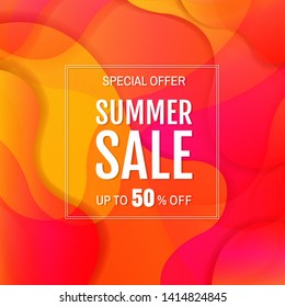 Sale Banner With Colorful Bright Background With Gradient Mesh, Vector Illustration