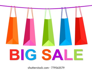 Sale banner colorful shopping bags