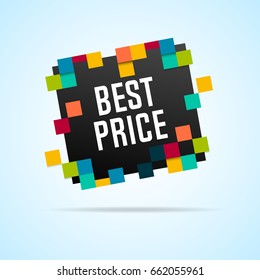 Sale banner with colorful squares, best price. Vector illustration.