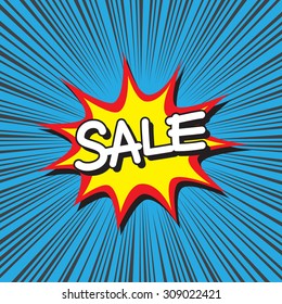 Sale banner with comic background