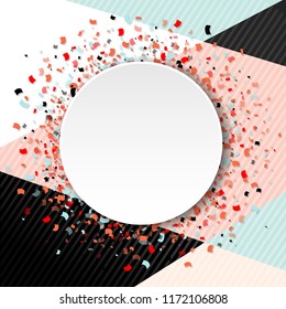 Sale Banner With Confetti With Gradient Mesh, Vector Illustration
