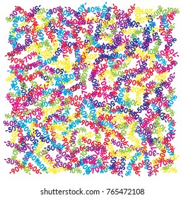 Sale Banner Confetti. Vector Falling Down -10, -20, -30, -40, -50, -70, 90 Banner or Sticker. Holidays Shopping Promotion Ads. Rebate Badge, Price Discount Hipster Sale Banner, Frame or Border.