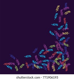 Sale Banner Confetti. Vector Falling Down -10, -20, -30, -40, -50, -70, 90 Banner or Sticker. Holidays Shopping Promotion Ads. Rebate Badge, Price Discount Hipster Sale Banner, Frame or Border.