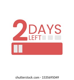 Sale banner with countdown - 2 numbers. Text days left with discharging status bar as discharged battery. Last day offer banner or badge. Vector illustration